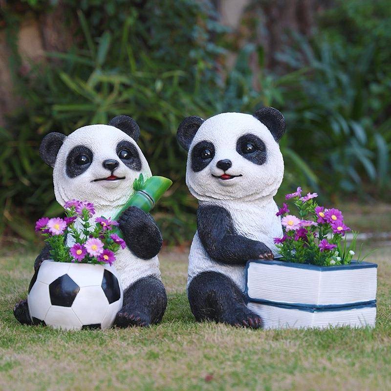 别墅创露天阳台意盆栽花盆物户外花园装饰院仿真动084熊猫熊庭猫