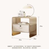 颜值儿童边柜柜子小型亚克房力床头柜实木现高简约多功能带锁奶油