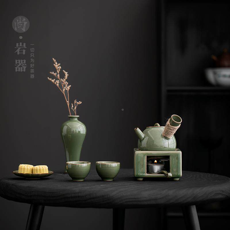 复古茶青瓷侧把壶温茶炉套装瓷蜡烛炉壶家用陶暖茶wclz-023炉子保
