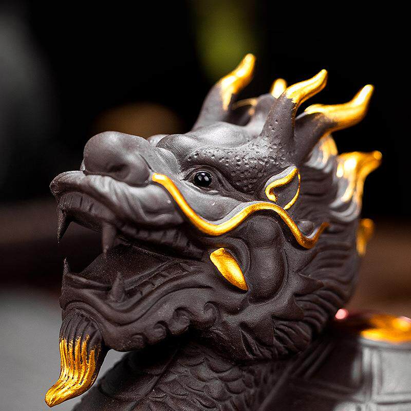瓷龙龟摆件招财龙办龟公LWZ室玄关桌面摆件陶中式家居头装饰品