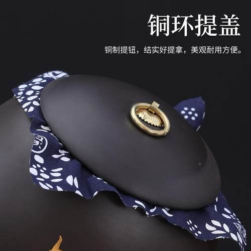 紫砂罐大号复古圆形茶缸家用大号放瓷红茶封白茶黑茶陶大罐紫砂密