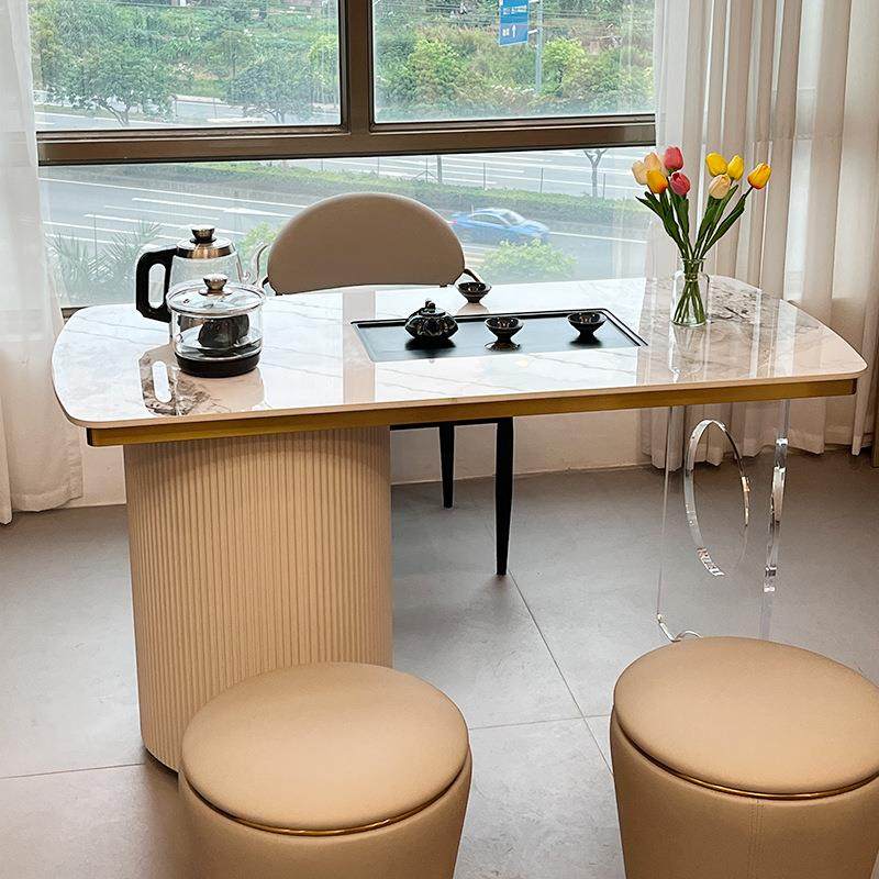 轻奢风AEU阳端台亚克力茶桌组合高家用岩板茶台椅现代简约室办公
