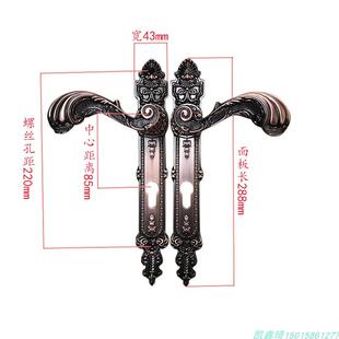 l式l欧庭门门锁锁具铝艺门把手锁铁艺围古铜面板户墙外UQX室院外