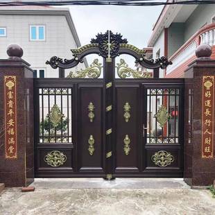 厂家艺别墅庭院别大门自铝841建房花园乡村墅电入动手动户平开双
