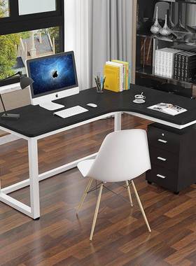 简约转角电脑办办公房桌椅组合家用易职员公桌单简人LTW书学习书