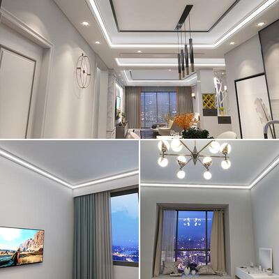 发饰光KUC石膏带线条灯led顶角线灯免吊顶弧灯形面板装墙角线照明