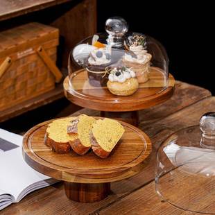 创意两用相思蛋糕托盘NHQ家果用客点心盘木甜厅品台展示架木质高