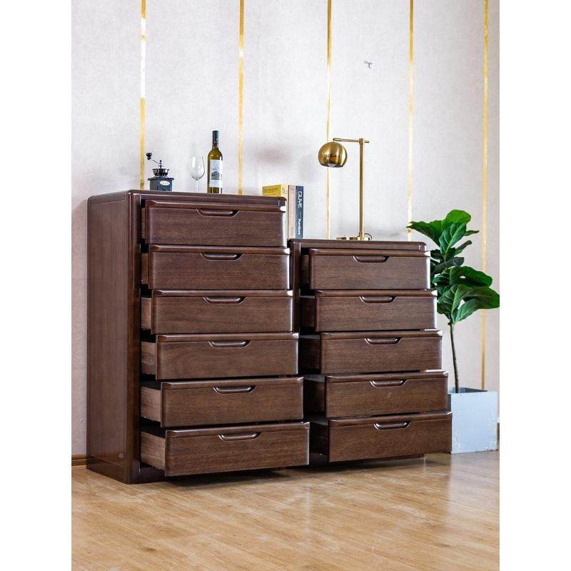 全木斗柜纯黑斗胡桃木简约现代8614#中五柜客厅收式纳储物柜实整