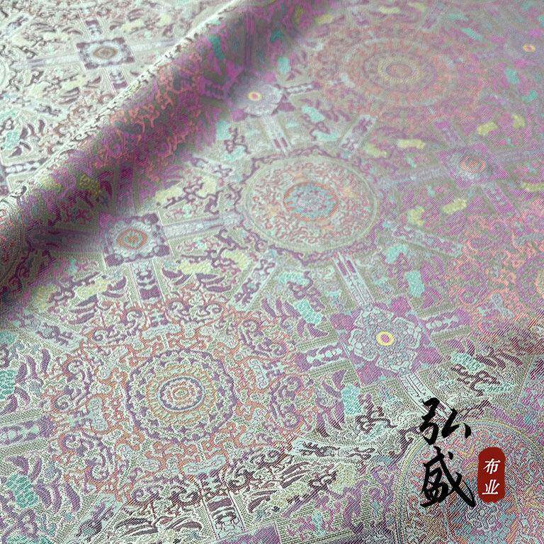 八晕锦异国色罗宋桑蚕丝提花面料新中式风KPE服装达布