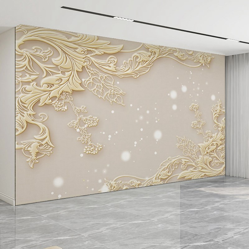 欧式8d浮雕墙布18d凹s凸壁画电视墙画背景墙装饰奢华3d立体壁纸布