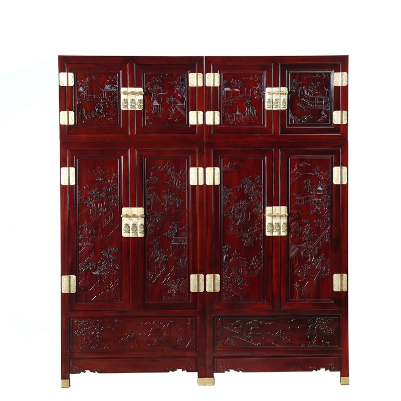 红木顶箱柜非洲酸枝木顶箱柜 红木四门衣柜 实木衣橱 非酸大衣柜