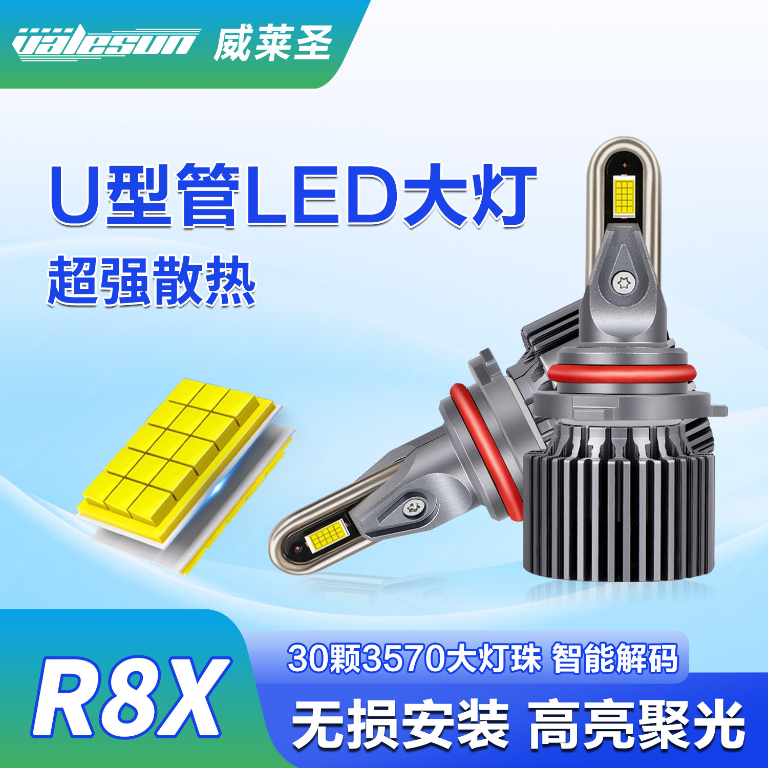 威莱圣超亮强光汽车LED大灯卤素氙气灯泡改装用LED前大灯远近一体