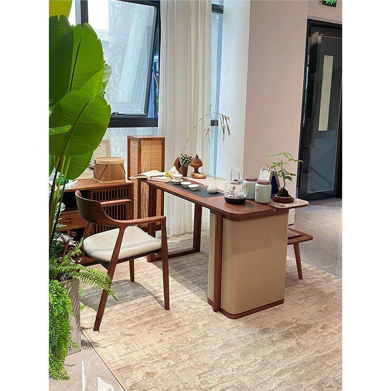 东观新方中式现代简约黑胡桃木用FIF阳台茶桌椅组合家户型实小木