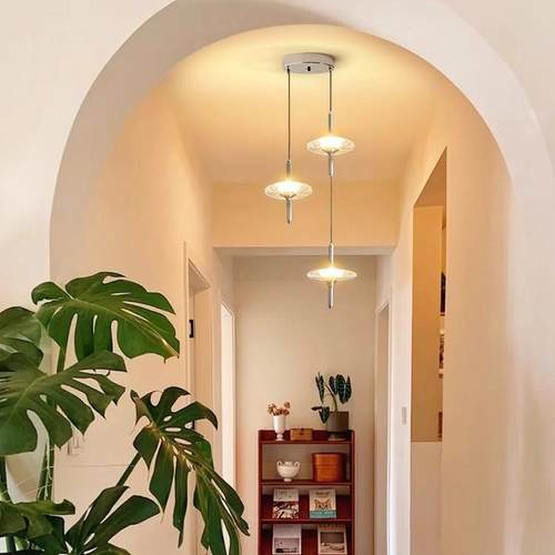 水吊晶楼984吊灯梯现代简约感轻奢过道走廊楼间星雨餐厅卧梯室床