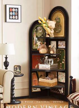 AD-00转角柜2中古风落摆件客厅旁电视柜边墙面转角置柜物三角地柜