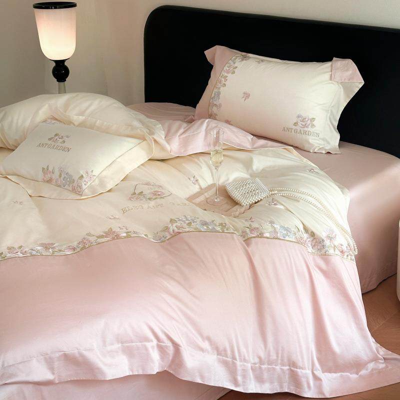 公主风件120SM24澳棉四1套全床棉田园花卉刺绣被套床单纯棉上用品