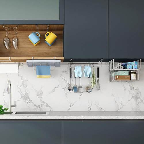 打牌：qita孔橱柜下置架304物不锈钢免悬柜门吊式下挂篮厨房吊柜