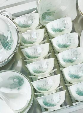 尊陶瓷碗家用碟餐具优2025新碗款套高脚碗F78TTM5H轻奢骨瓷米饭碗