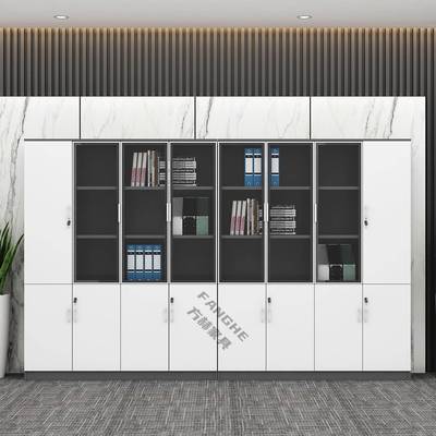 玻璃柜件子文柜木质资料矮柜储物a9600柜约现代办公室档案高柜简