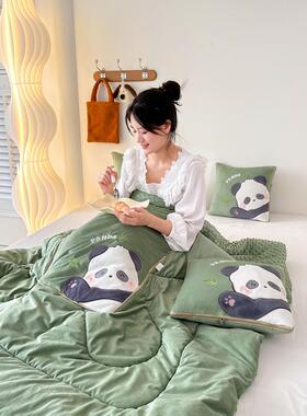 多功能二合一抱枕AL101692两被卡通抱枕被子用豆贴布绒绣加厚熊豆