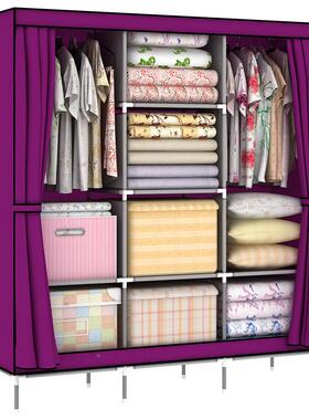 壹加壹简易衣柜钢大号加固管布柜衣柜大容T-170B量衣简易布衣柜组