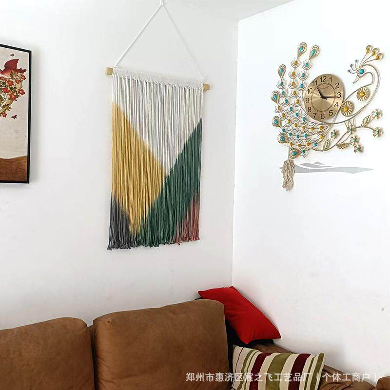 西波米亚风格山水图艺编术工织染色酒店手民宿室内zs187优品