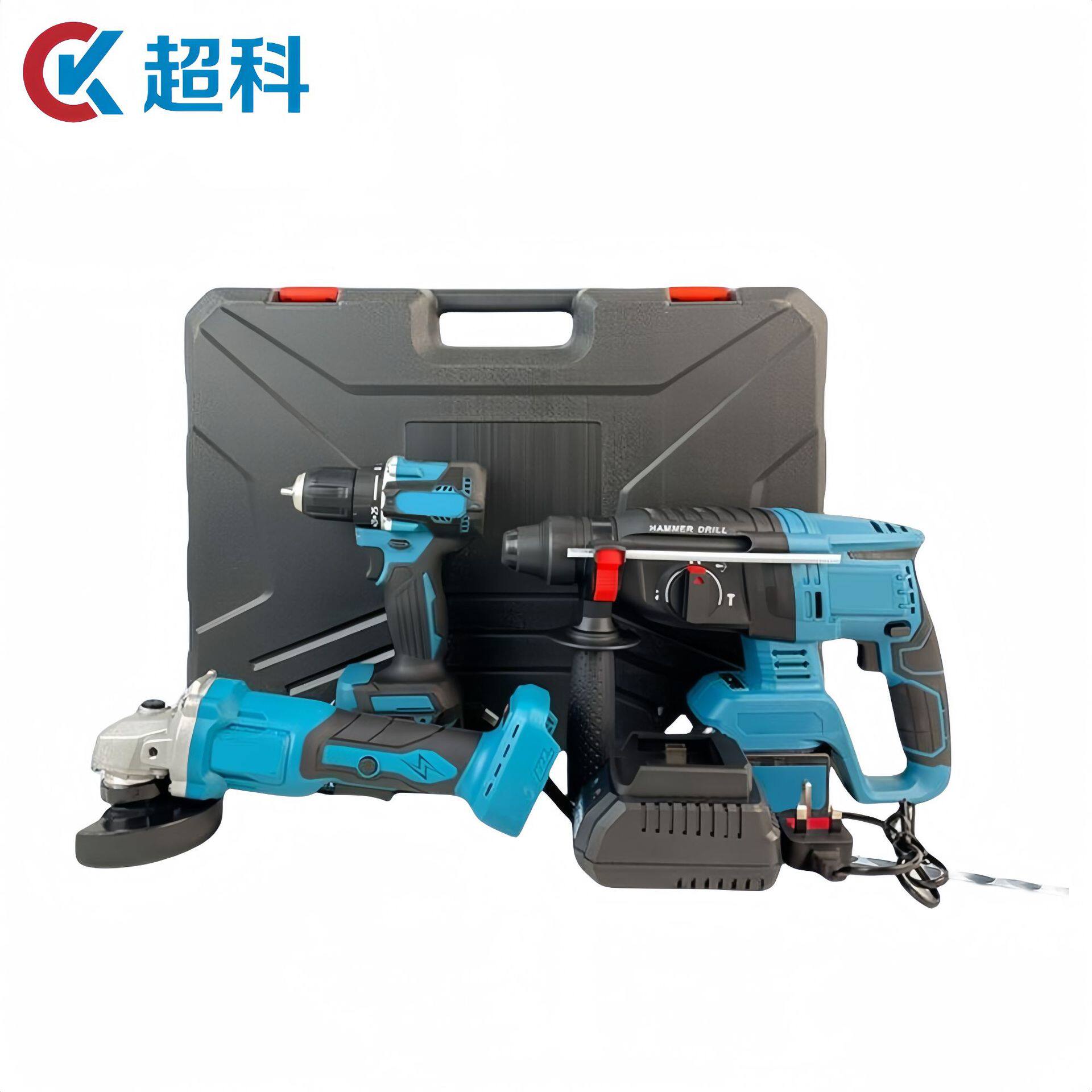 无刷充电式工具全套三件套工具箱多功能锂电手电钻角磨机电锤套装