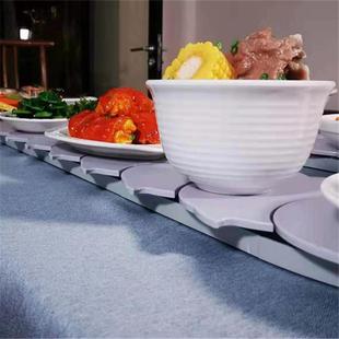 饭餐桌椭形转盘传菜带手动旋转托菜盘圆家用鱼长方形桌长条桌无品