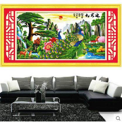 蒙丽十字绣富花开孔雀图牡882娜丹十字绣图案贵大全迎客莎松印花