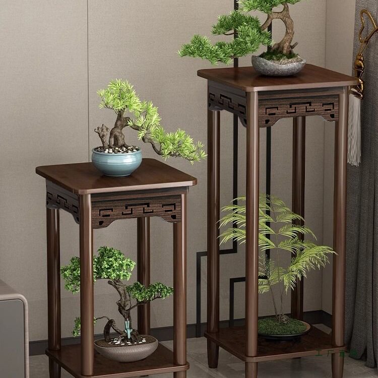 实木花架子盆栽室内落地式客厅小阳台托架展示新中式花盆摆件置物
