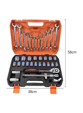 37件汽修修车套装万用套头套板扳棘轮套筒套装组合修维JHU工具手