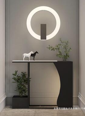 现代玄关桌户铁轻极窄门厅PIL走廊创意岩板石入高端花架奢玄关艺