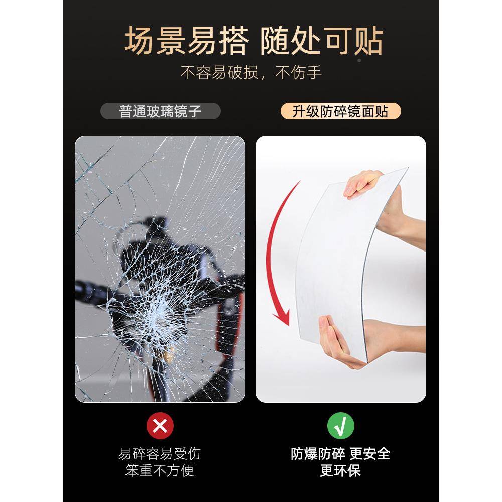 穿衣镜贴全身自粘软镜子家用高YKLCSHG0面清亚克力墙试衣镜贴纸柜