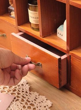 古桌面收纳柜置桌面收纳柜物架墙壁挂墙收纳盒免打孔实格木质子复