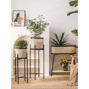 无品牌/客厅落铁地式爬藤支架花阳台花架藤篮仿编艺置物架多肉花