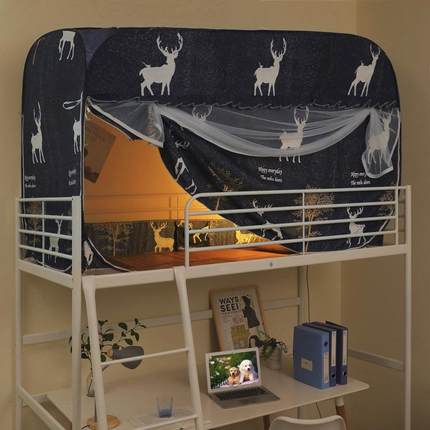 学生折蒙古PGU包链宿舍上款下铺拉全底纹帐免安装蚊帐遮光防尘床