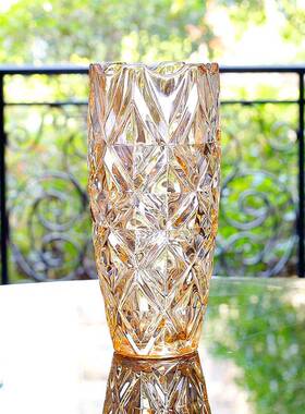 欧鲜轻奢透明水晶玻璃摆花式瓶件SLJ客厅插花感餐桌竹花琉璃