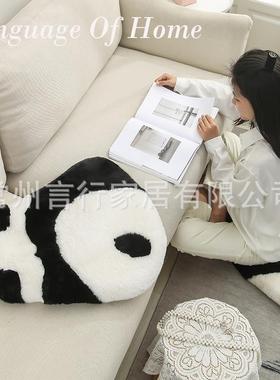 网仿兔毛熊猫坐垫爱熊猫屁屁垫抱枕可地垫QYC撸猫感椅垫客厅沙发