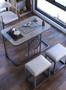 71068T家轻奢岩桌板阳台一体茶茶台夫套装用办公室功泡茶台小茶桌