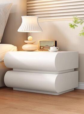 奢木床头柜卧室家网用红奶油风CS白色床头柜皮质床实边收纳储物轻