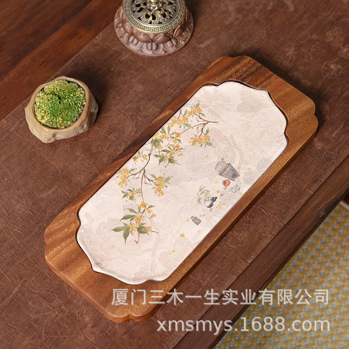 南美胡桃木茶巾干泡盘高端实木家用轻奢小型茶盘新中式干泡茶台