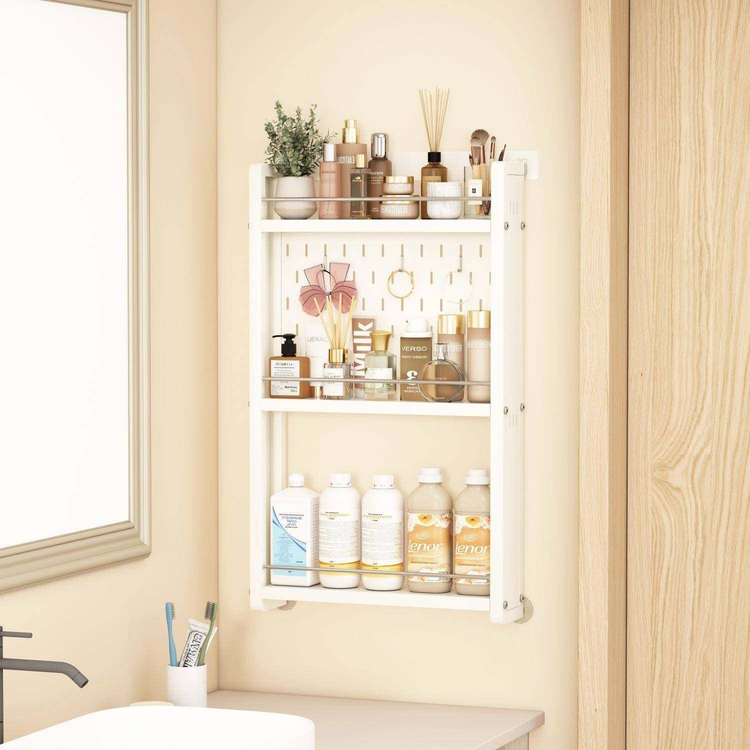 制卫生间门后置物架多层洞洞缝板浴室夹纳粘贴式门WBJ后钢缝隙窄,收纳整理,书桌收纳置物架,淘宝优惠券,粉丝福利购,淘宝优惠卷