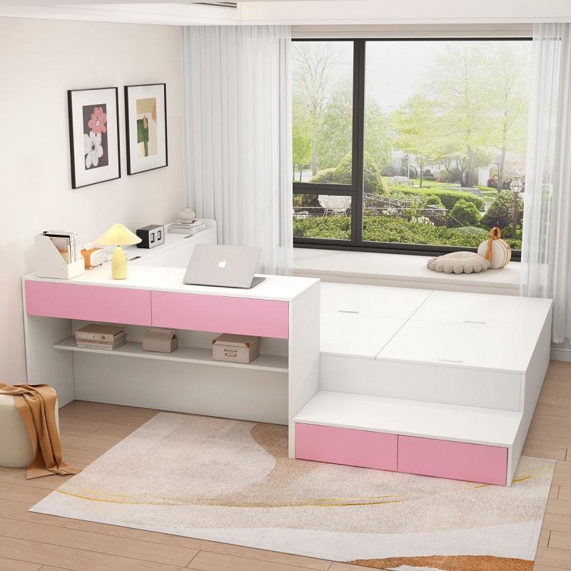 卧室多一功能榻榻米床加书桌箱体简约小户型QTY高储物式儿板童床