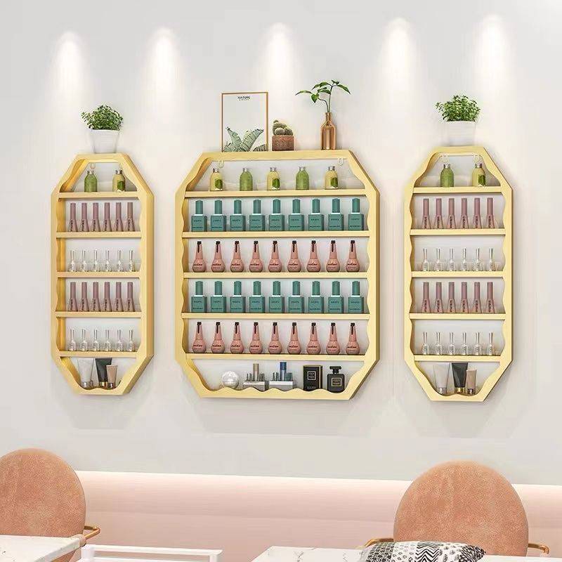 美甲店墙面置物架甲油胶墙上美甲展示架铁艺