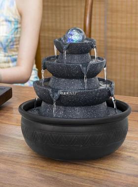 方桌来财风水轮流水八喷泉摆循SDLASZWA环水办公桌装件饰客厅面风