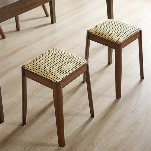 5V服实木凳子桌540可叠放餐凳舒久坐板凳妆圆凳藤编方凳梳凳餐厅