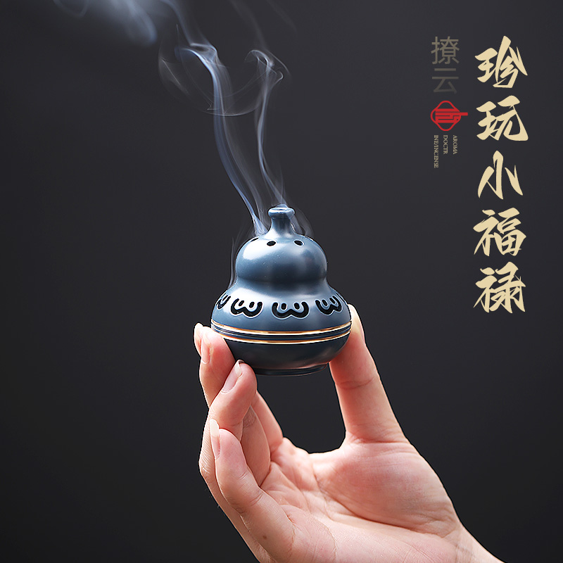 纯铜香炉袖珍迷你m葫芦家用室内檀香炉小号香薰炉香插香底座焚香