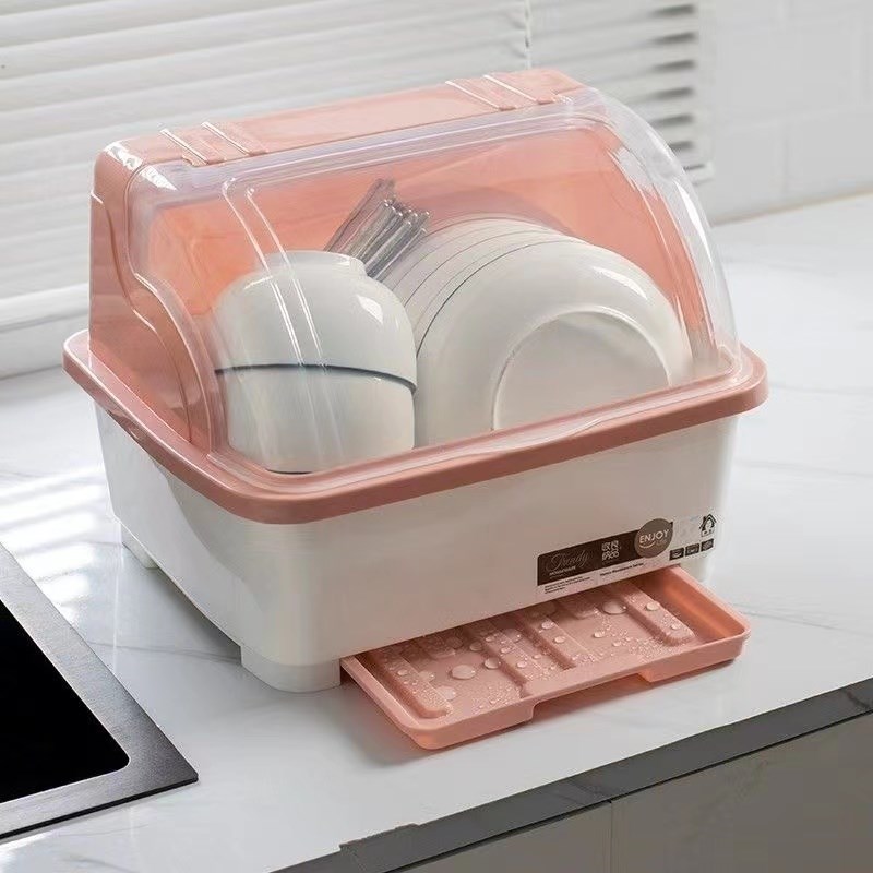 特大号碗柜塑f料带盖厨房放碗碟沥水架装碗箱家用餐具收纳箱置物