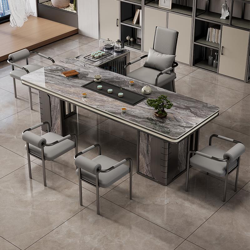 岩板茶桌椅组合茶几大小户型客厅家用新款喝泡茶台茶具一整套