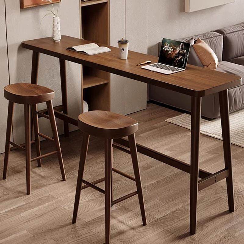 法式覆古简约实木吧台桌椅组合阳台靠窗靠墙高脚窄桌家用长条桌